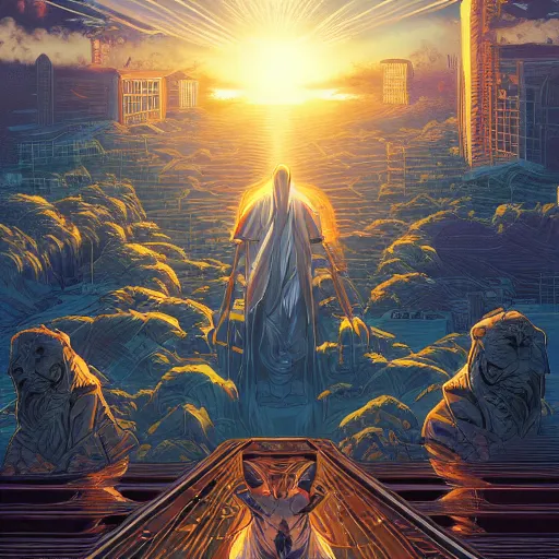 Prompt: the second coming of waluwigi by dan mumford, yusuke murata, makoto shinkai, ross tran, cosmic, heavenly, god rays, intricate detail, cinematic, 8 k, cel shaded, unreal engine, featured on artstation, pixiv