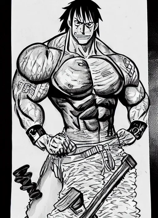 Image similar to dwayne johnson as origin character in one piece manga, sketch by eiichiro oda, amazing likeness. very detailed.