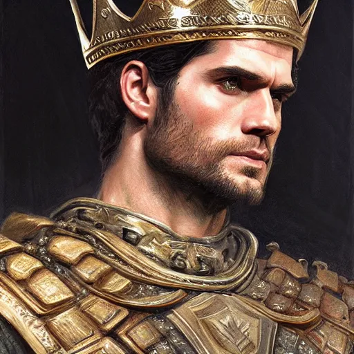 Image similar to henry cavill wearing a kings crown as a realistic fantasy d & d character, closeup portrait art by donato giancola and greg rutkowski, realistic face, digital art, trending on artstation