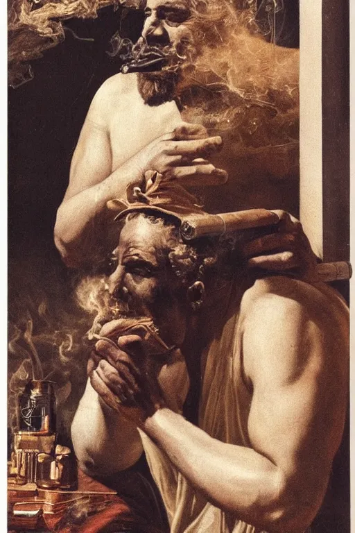 Image similar to god smoking a cuban cigar