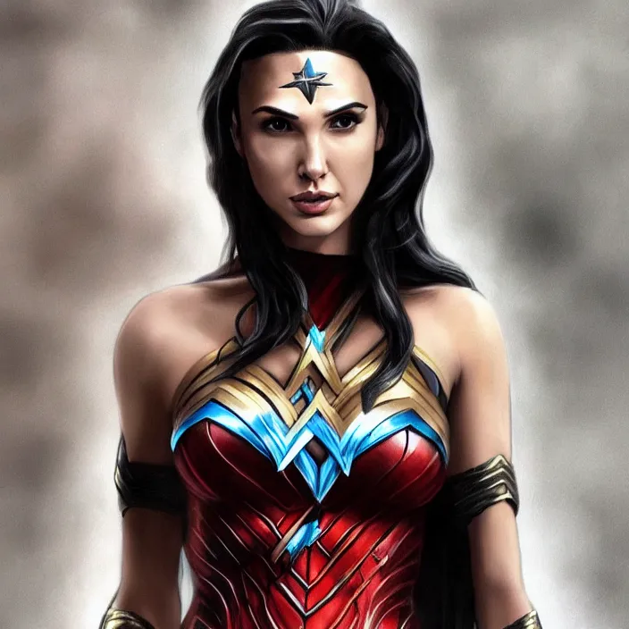 Prompt: picture of bimbofication of gal gadot, trending on deviantart, highly detailed, 4 kuhd