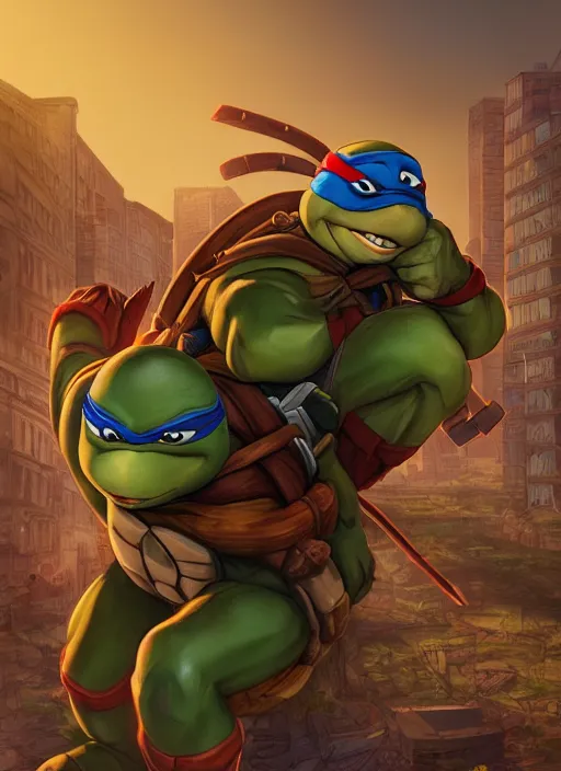 Image similar to teenage mutant ninja turtle ralph by simon bisley, au naturel, hyper detailed, digital art, trending in artstation, cinematic lighting, studio quality, smooth render, unreal engine 5 rendered, octane rendered, art style by klimt and nixeu and ian sprigger and wlop and krenz cushart