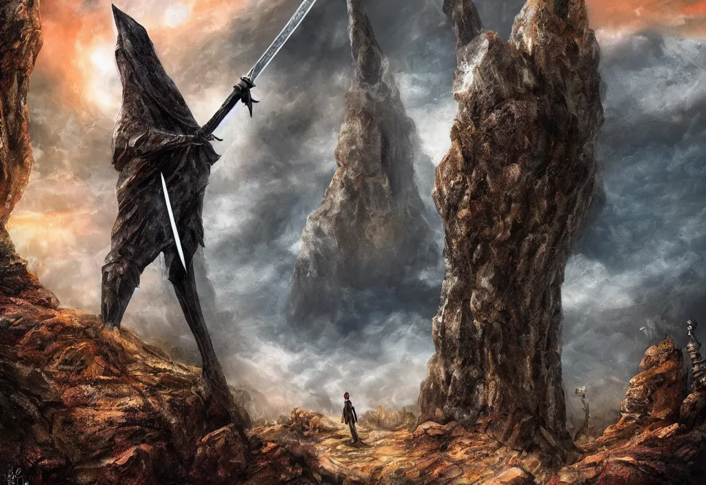 Image similar to sword in the stone, Excalibur, 4k ultra hd, fantasy dark art