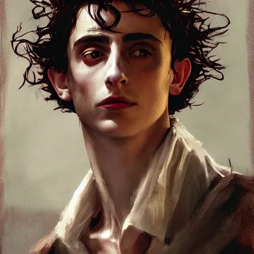 Image similar to timothee chalamet as sandman, paint by greg rutkowski