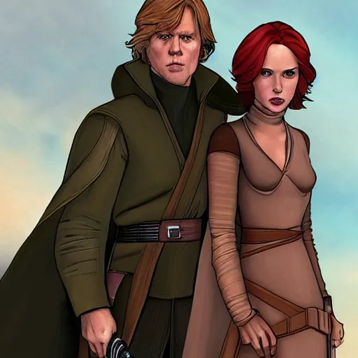 Image similar to mara jade and luke skywalker