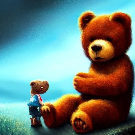 Image similar to Teddy Bear coding a program, very very very very beautiful, artstation, 4k, oil painting