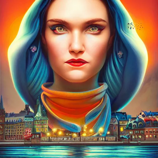 Image similar to Stockholm city portrait, Pixar style, by Tristan Eaton Stanley Artgerm and Tom Bagshaw.