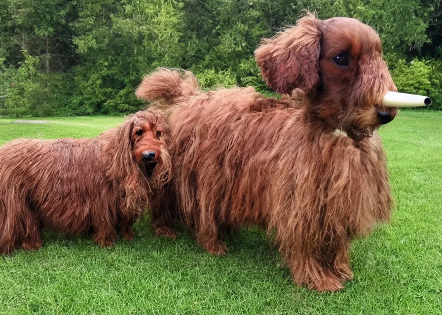 Image similar to Giant woolly dachshund with tusks