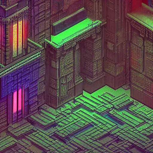 Prompt: cyberpunk castle, pixel art, volumetric lighting