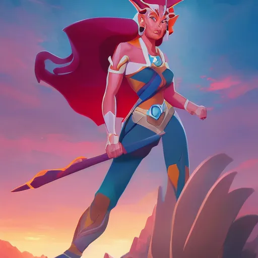 Image similar to hero world she - ra : princess of power, behance hd by jesper ejsing, by rhads, makoto shinkai and lois van baarle, ilya kuvshinov, rossdraws global illumination