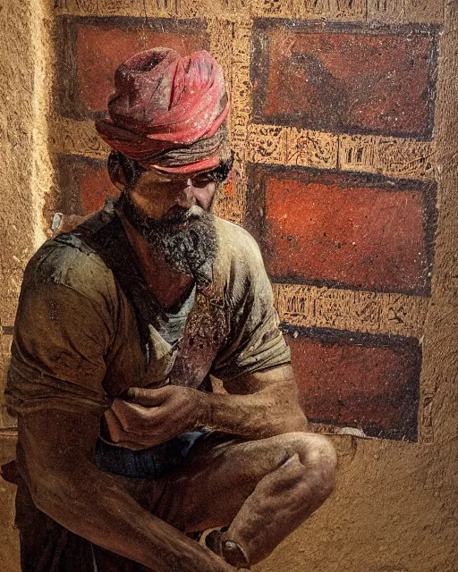 Prompt: detailed painting of an american lumberjack in the tomb of toutankhamon of egypt, deep focus, good lighting, rules of composition, intricate, greg rutkowski, magali villeneuve and monet