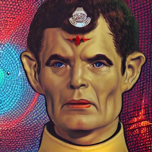 Image similar to starfleet officer, psychidelic vulcan