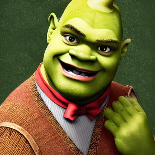 Prompt: kelsey grammer as shrek made out of corn, character art