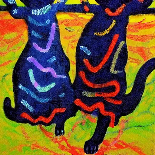 Prompt: cats dancing, Impressionism