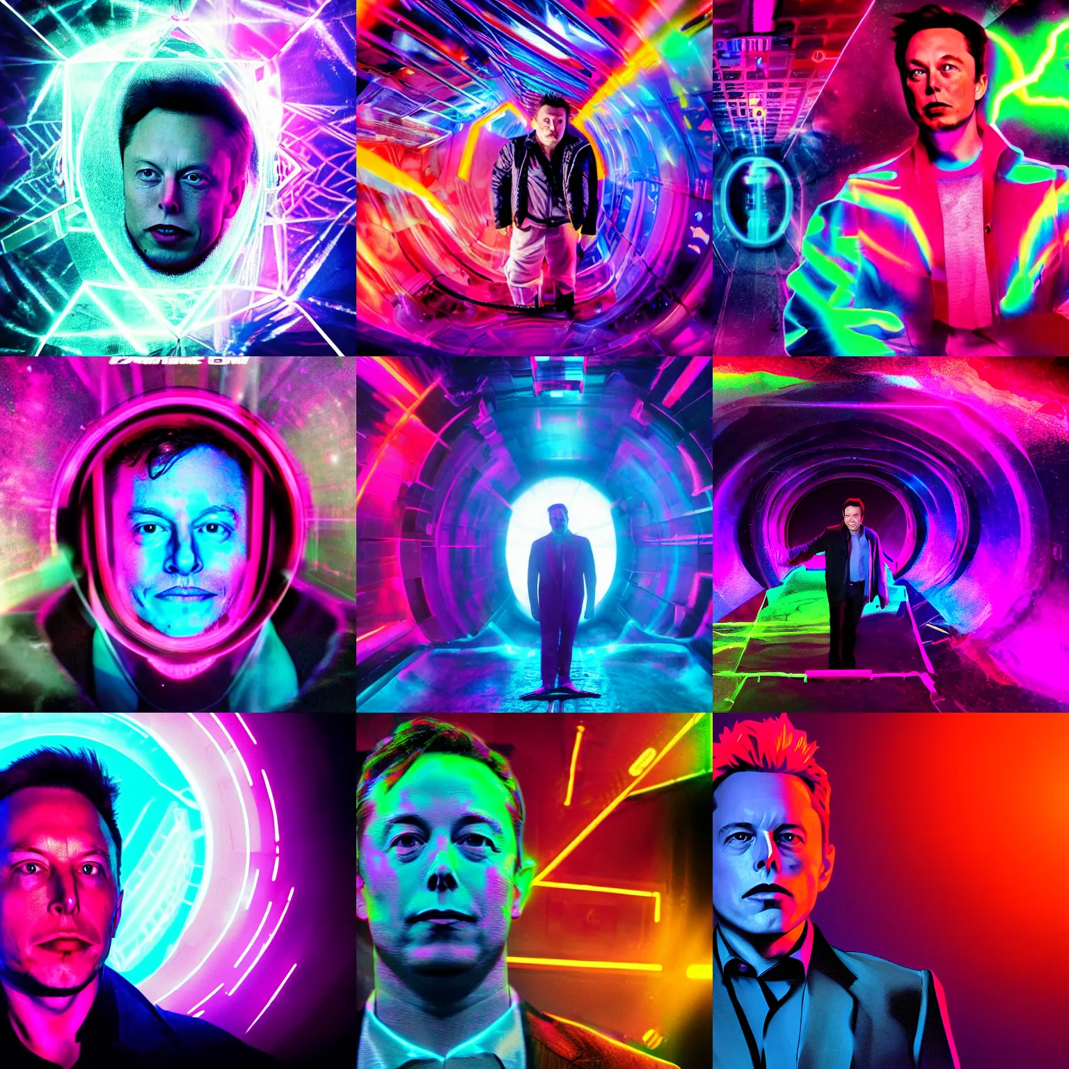 Prompt: elon trapped inside the phantom zone, cinematic, neon colors