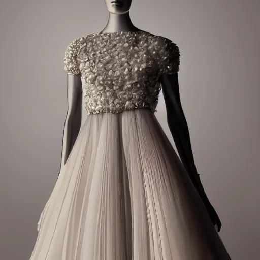 Prompt: photograph of a haute couture dress, fw 2 0 2 2 valentino, the dress is photographed in a studio placed on a mannequin