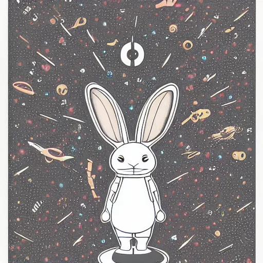 Image similar to A lost sci-fi rabbit, space rabbit, interstellar black hole, by James Jean And WLOPPRO