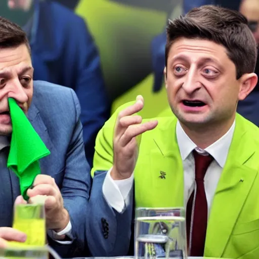 Image similar to zelensky is vomiting