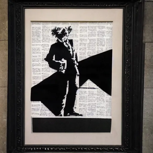 Image similar to angus young drawn by banksy