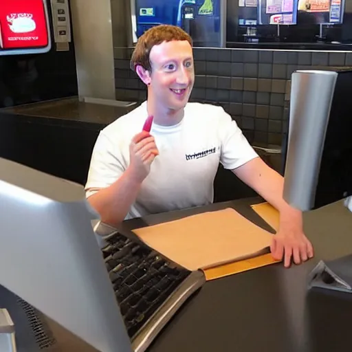 Prompt: mark zuckerberg working at mcdonalds