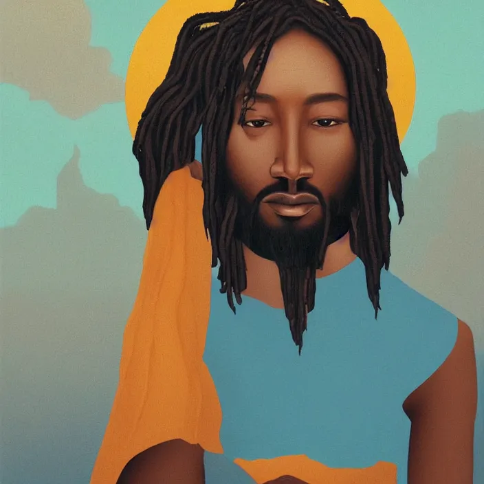 Image similar to an African Jesus, portrait painting by Hsiao-Ron Cheng,