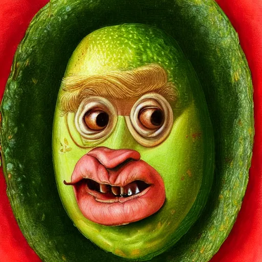 Prompt: avocado portrait of donald trump by giuseppe arcimboldo