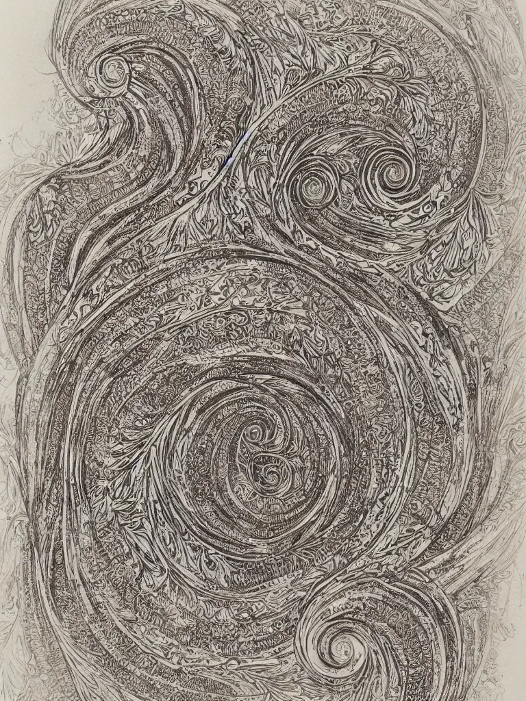 Image similar to beautiful decorative ornament fibonacci rhythms, highly detailed etching,