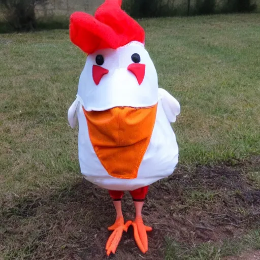 Image similar to chicken dressed as an inmate