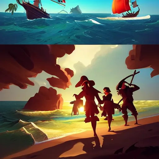 Image similar to painting treasure on sea of thieves game smooth median photoshop filter cutout vector, behance hd by jesper ejsing, by rhads, makoto shinkai and lois van baarle, ilya kuvshinov, rossdraws global illumination