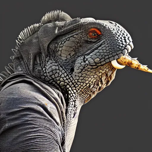 Prompt: profile of an elephant iguana!! hybrid, bold natural colors, masterpiece, trending on artstation, photograph