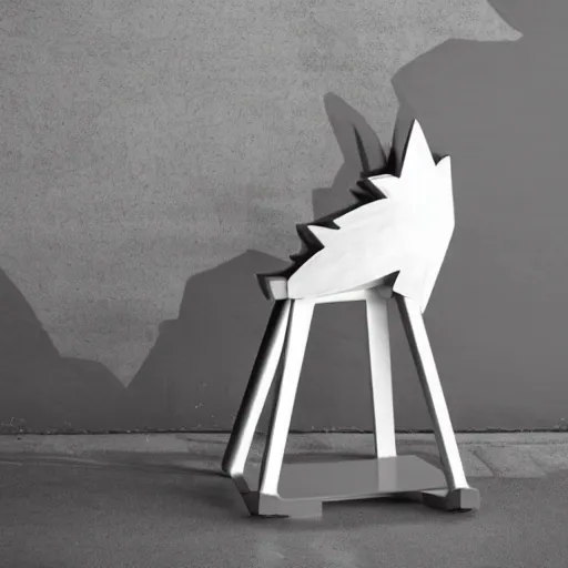 Prompt: a chair designed after a fox, advertising photography