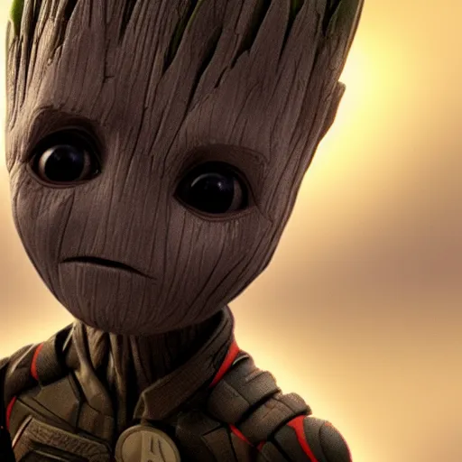 Prompt: Baby Groot is Batman, hyperdetailed, artstation, cgsociety, 8k