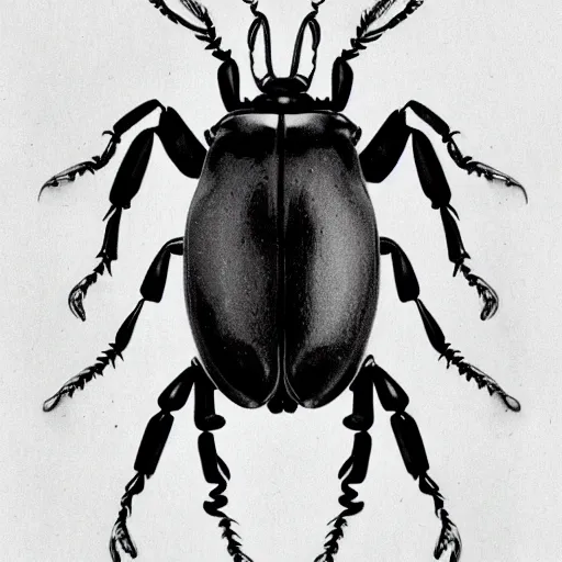 Image similar to beetle, black and white, botanical illustration