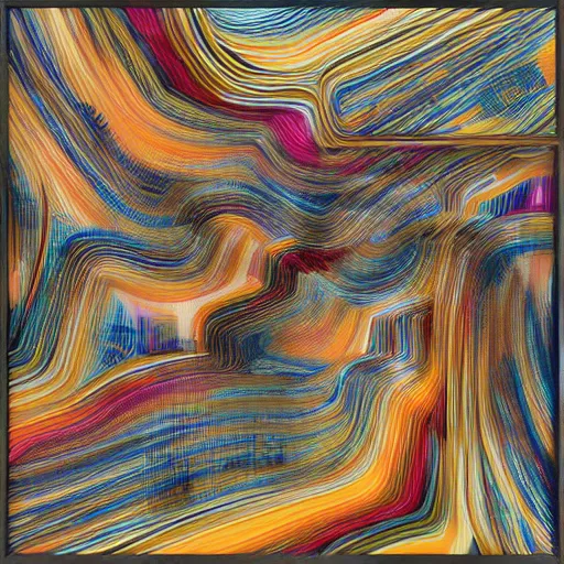 Image similar to framed collage of different abstract glitch art paintings of emergent structures with bold lines and pixels, 8k, trending on artstation,