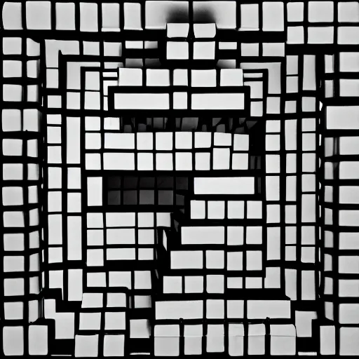 Prompt: rubricks cube, art by mc escher, black and white