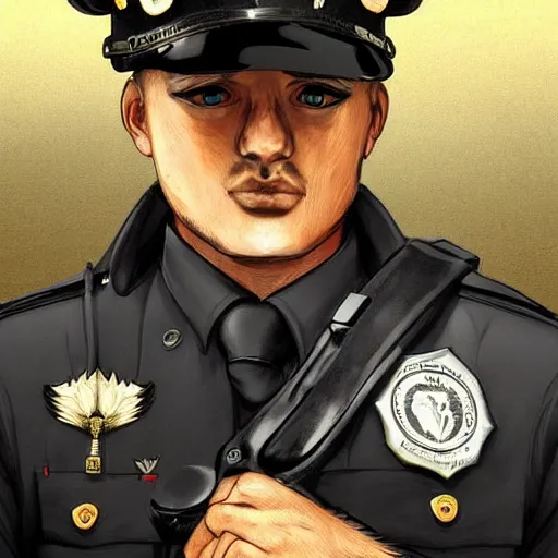 Prompt: German Shepherd Police Officer, digital art, artstation, very detailed, award winning, Colorful,