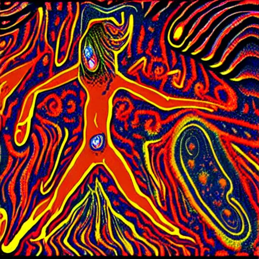 Image similar to psychedelic trance, paleolithic cave painting