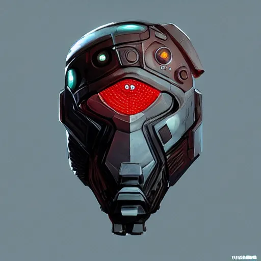 Image similar to cyberpunk helmet in the shape of a bird with stickers by Vitaly Bulgarov, a beak, concept art, artstation, high details, stickers