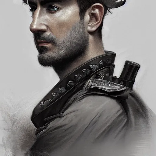 Image similar to portrait of stoic looking john oliver, military uniform, fantasy, intricate, elegant, highly detailed, centered, dark, smokey, charcoal painting, digital painting, artstation, concept art, smooth, sharp focus, illustration, art by artgerm and greg rutkowski and alphonse mucha