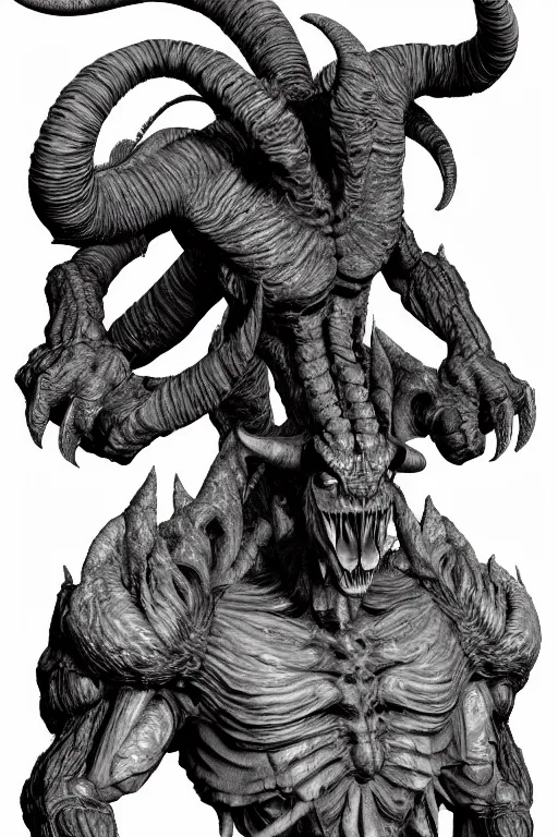 Image similar to humanoid figure monster with goat horns, highly detailed, digital art, sharp focus, trending on art station, kentaro miura manga art style