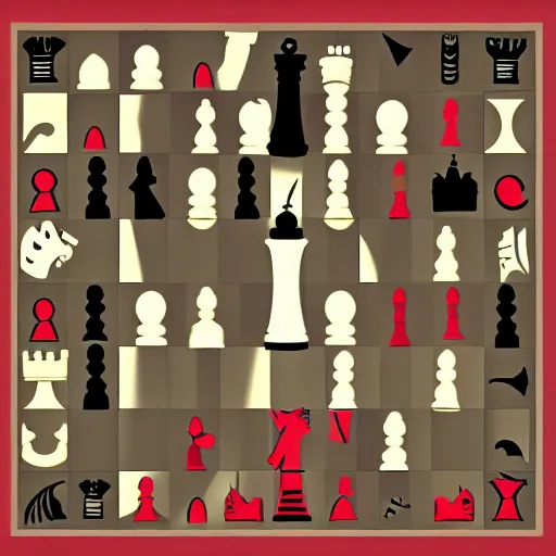 Prompt: chess fantasy, 2d matte colors, poster style