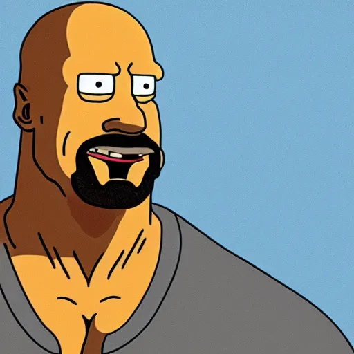 Image similar to A portrait of Dwayne Johnson, in the simpsons,