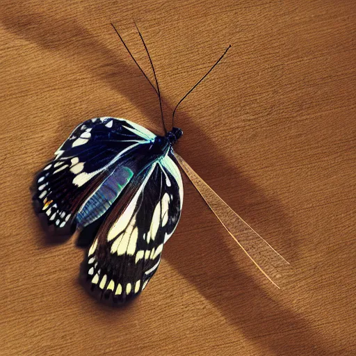 Prompt: a photo - realistic butterfly with blades on the wings