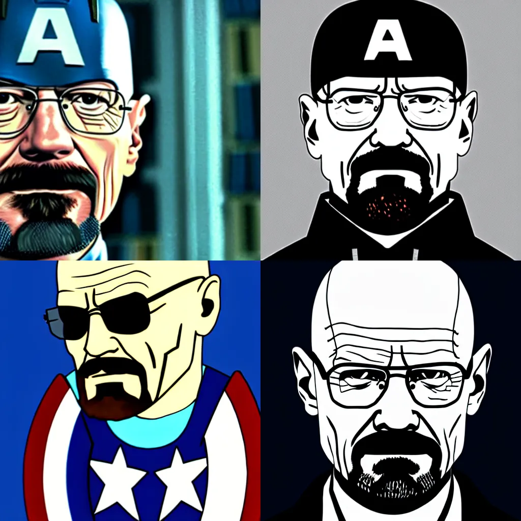 Prompt: walter white as captain america