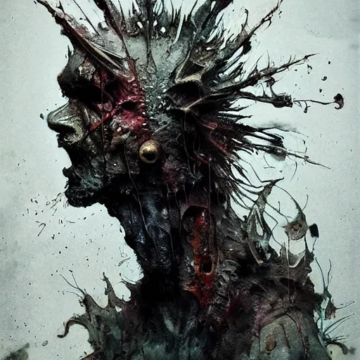 Image similar to mutant fishman with gills and scales from the ocean by emil melmoth zdzislaw beksinki craig mullins yoji shinkawa realistic render ominous detailed photo atmospheric by jeremy mann francis bacon and agnes cecile ink drips paint smears digital glitches glitchart