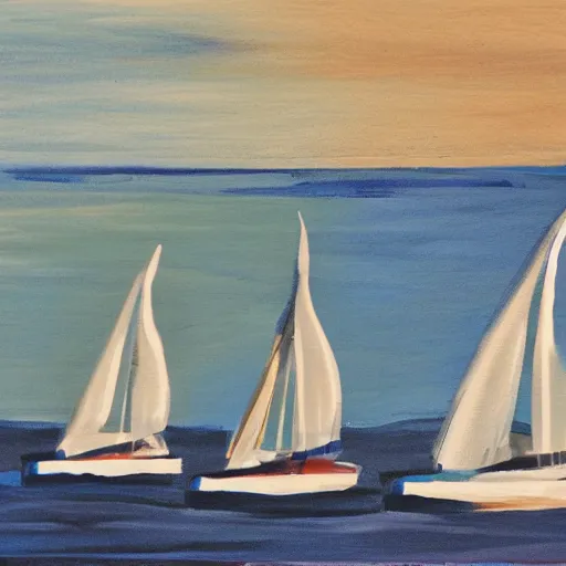 Prompt: sailboats, in the style of kelogsloops,