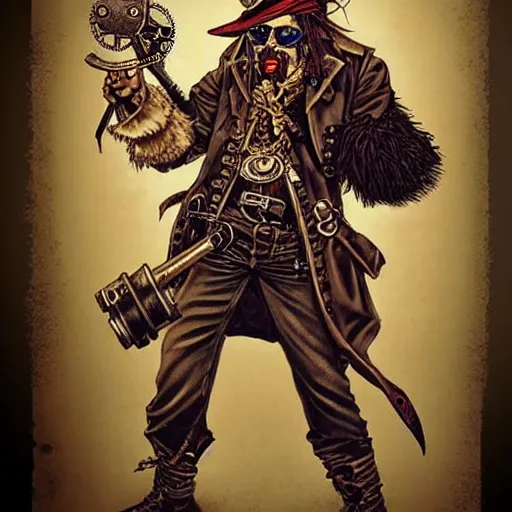 Prompt: a steampunk pirate, by kim jung gi and karl kopinski