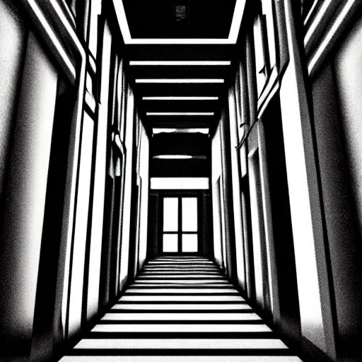 Image similar to a terrifying dark hallway with many doors and many stairs, impending doom, horror, Mc Escher architecture, epic composition, anime key visual