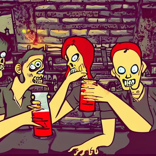 Image similar to zombies drinking at a pub