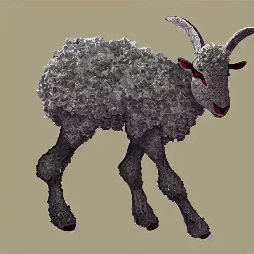 Image similar to fusion between cobweb and lamb, concept art